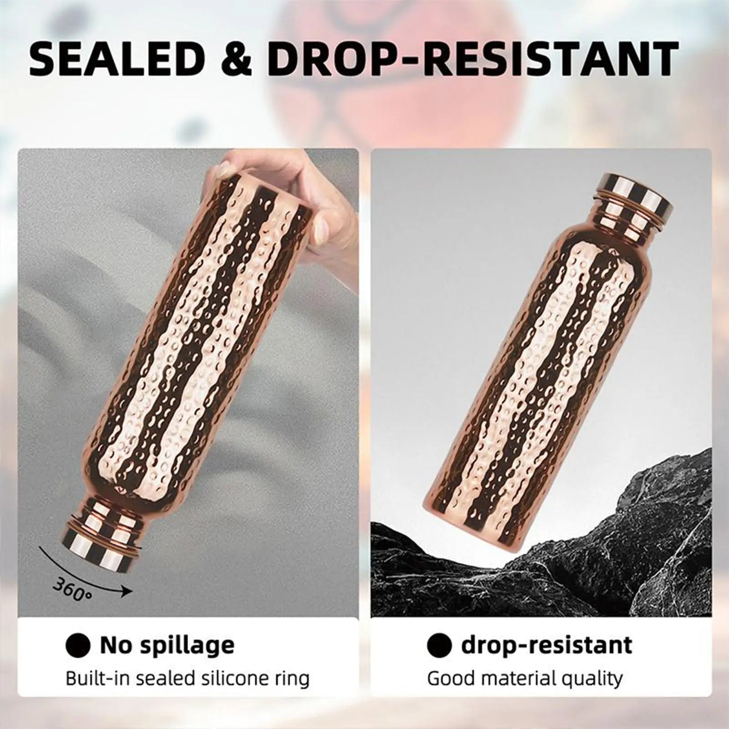 Copper Bottle Leak-Proof Insulated Copper Water Bottle Portable Leakproof 27Oz Cup For Gym Camping Traveling Hydration Work