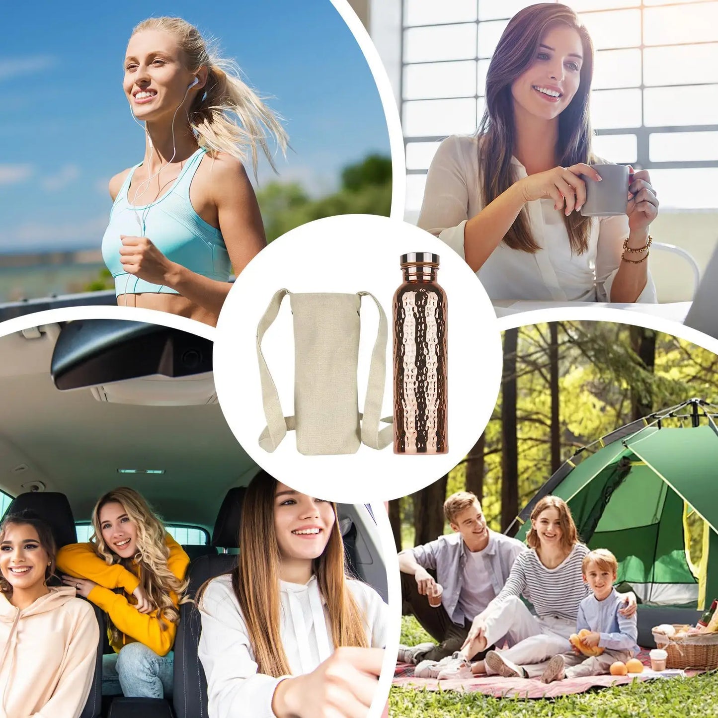 Copper Bottle Leak-Proof Insulated Copper Water Bottle Portable Leakproof 27Oz Cup For Gym Camping Traveling Hydration Work