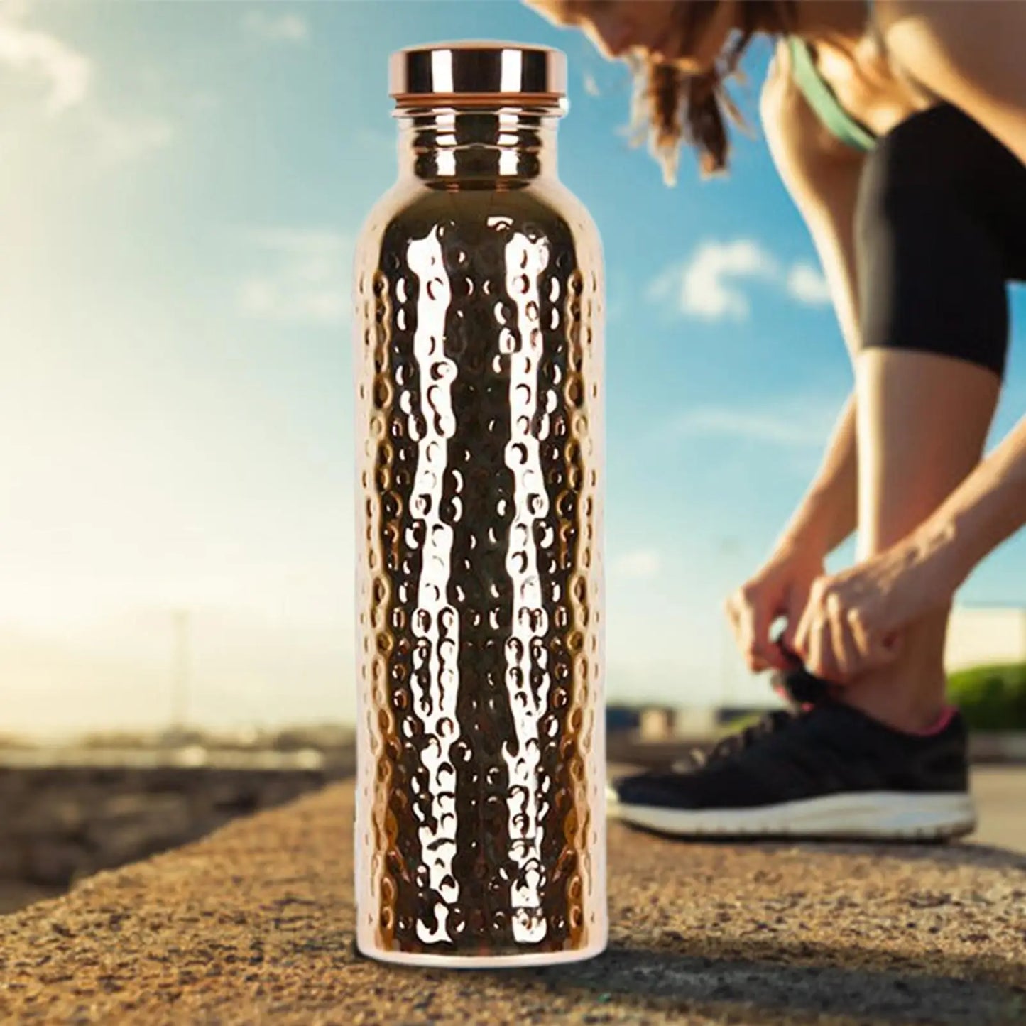 Copper Bottle Leak-Proof Insulated Copper Water Bottle Portable Leakproof 27Oz Cup For Gym Camping Traveling Hydration Work