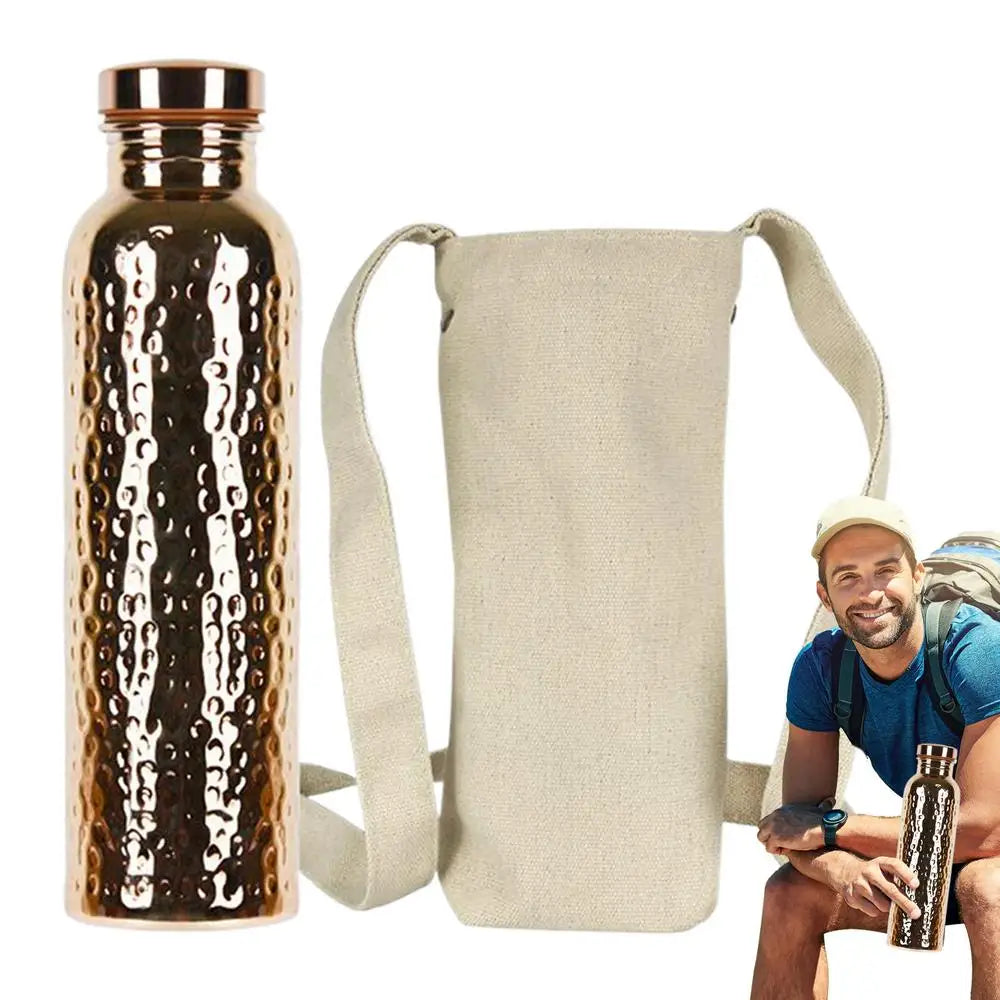 Copper Bottle Leak-Proof Insulated Copper Water Bottle Portable Leakproof 27Oz Cup For Gym Camping Traveling Hydration Work
