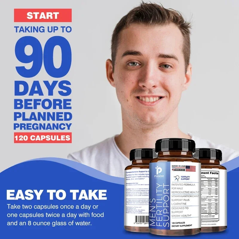 Male Fertility Supplements | Count & Motility Support | Fertility Support Includes L-Carnitine, Zinc & Folic Acid
