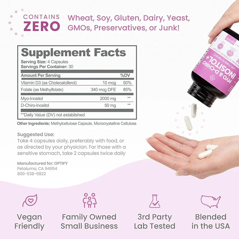 Premium Inositol Supplement - Healthy Hormone Balance & Healthy Ovarian Support for Women - Myo and D-Chiro Inositol Plus