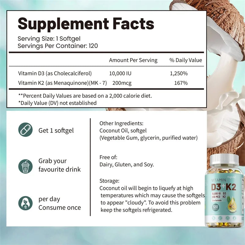 Vitamin D3&k2 - Nerve, Muscle, Heart, Bone And Dental , Immune System